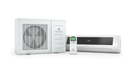 Obraz premium &nbsp;Air conditioners with remote control on a white background