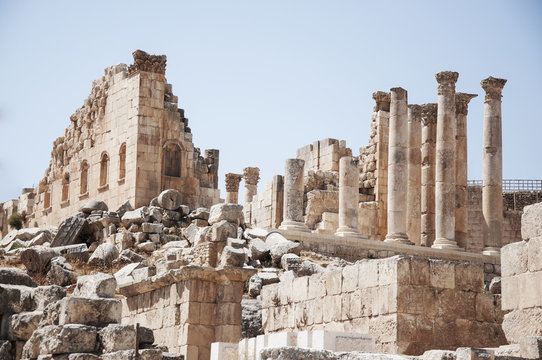 Temple of Artemis in the ancient Roman city of Jerash, preset-day Jerash, Jordan