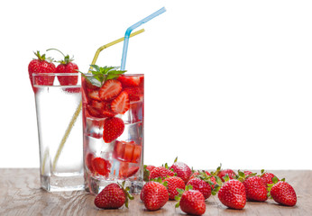 two glasses of strawberry cocktail