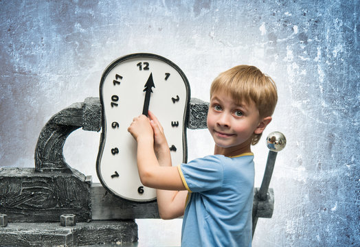 Boy with clock - Powered by Adobe