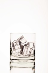 an empty glass with ice