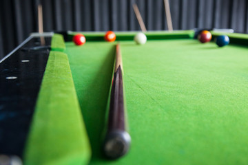 pool table and Snooker Cue stick
