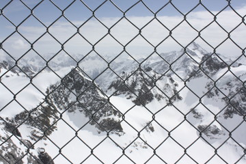 Guardrail on a snow mountain
