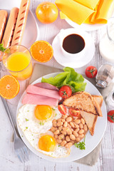breakfast with egg and beans