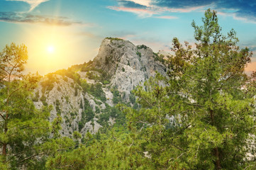 beautiful mountain landscape and sunrise