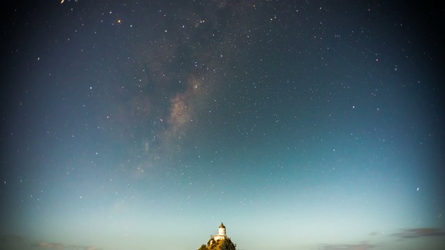 Milky Way  Time Lapse at Nugget Point Lighthouse, New Zealand