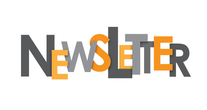 NEWSLETTER Overlapping Letters Grey and Orange Vector Icon