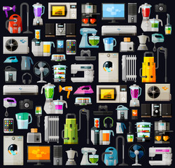 appliances a set of colored icons. vector. flat illustration