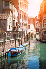 Gondola on canal in Venice, Italy