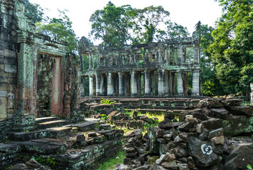 sight of the building known as library inside the archaeological enclosure of preah khan, siam...