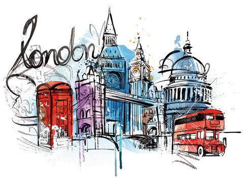 Premium Vector  Sketch of london cityscape along the river hand draw