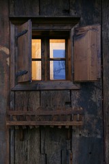 Wooden window at dusk