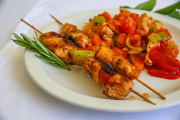 Bbq with meat and vegetables