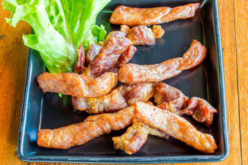 Pork dried one sun and fried.