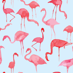 Naklejka premium watercolor flamingo pattern
