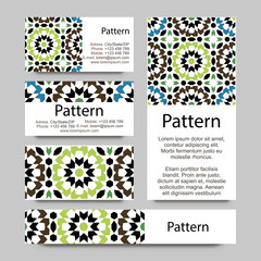 Business cards pattern with Islamic morocco ornament. Includes seamless pattern