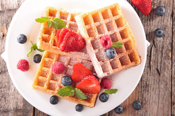 waffle and berry fruit