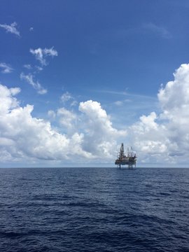 Offshore jackup platform at sea