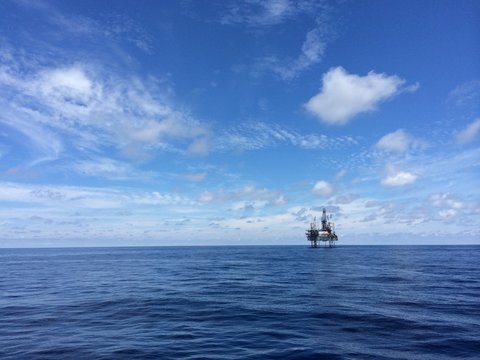 Offshore jackup platform at sea