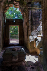 interior of the central prasat of the archaeological place of ta som in siam reap cambodia