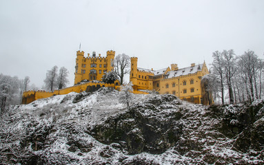 Hohenschwangau Castle covered in snow