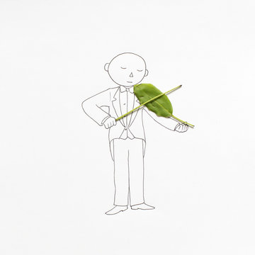 Conceptual drawing of a man playing the violin