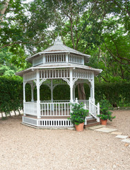 White pavilion on the hill in Garden, Thailand