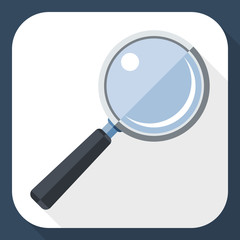 Magnifying glass icon with long shadow