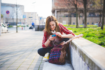 young beautiful blonde hipster woman