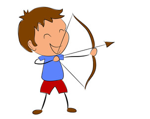 junge mit pfeil und bogen