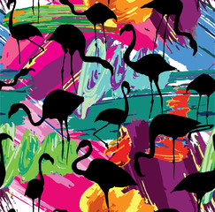 Obraz premium flamingo pattern