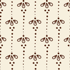 Indian style seamless pattern with ethnic flowers. Background for textile or wrapping paper.