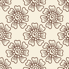 Indian style seamless pattern with ethnic flowers. Background for textile or wrapping paper.