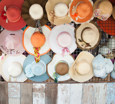 elegant colorful women straw hats collection,Thailand