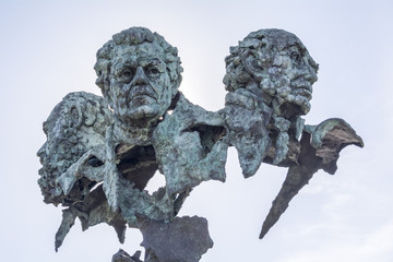 Poets statue roundabout, Badajoz, Spain