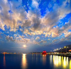 Naklejka premium Denia port sunset in marina at Alicante Spain