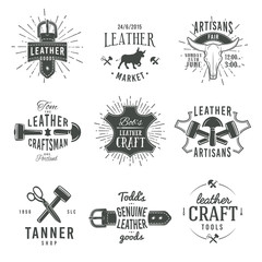 Second set of grey vector vintage craftsman logo designs, retro