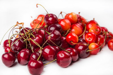 Naklejka na ściany i meble fresh cherry with drop the water