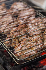 juice meat steak in grilled barbecue