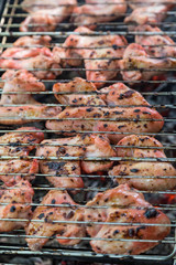 juice marinated chicken wings in grilled