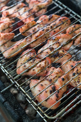 juice marinated chicken wings in grilled