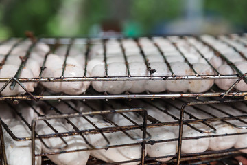 many uncooking sausage for grilled barbecue