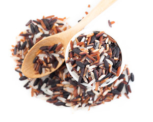 rice mix in a wooden spoon