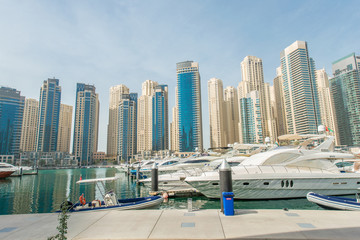 Fototapeta premium Dubai - JANUARY 10, 2015: Marina district on January 10 in UAE, 