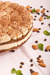 sweet tiramisu cake with almonds