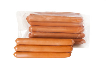 pile meat flavour sausages in packing
