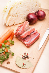 fresh meat with vegetables for cook