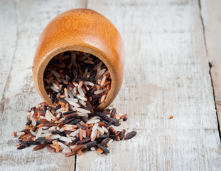 rice mix in a wooden spoon