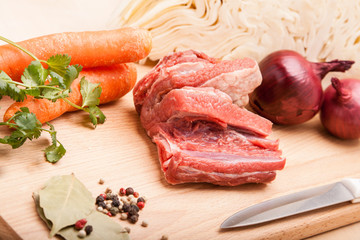 fresh meat with vegetables for cook