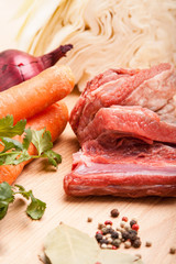 fresh meat with vegetables for cook